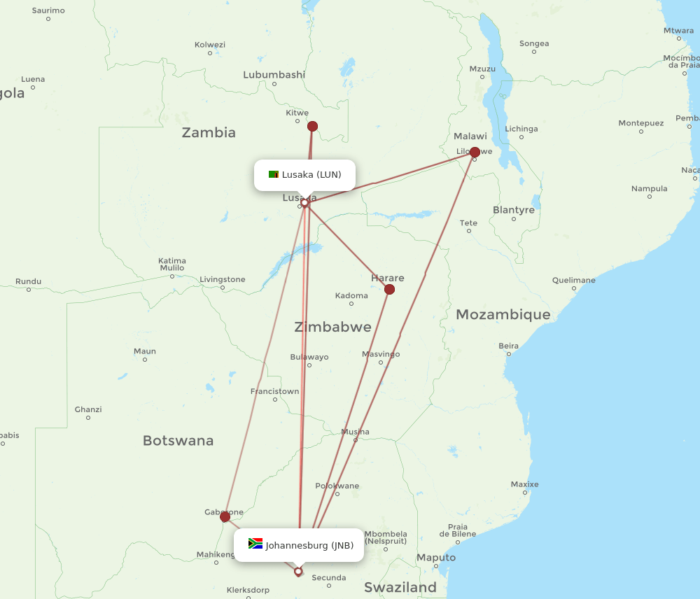 All Flight Routes From Lusaka To Johannesburg Lun To Jnb Flight Routes 2772