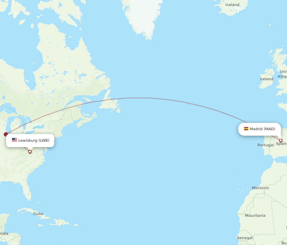 Flights from Madrid to Lewisburg, MAD to LWB - Flight Routes