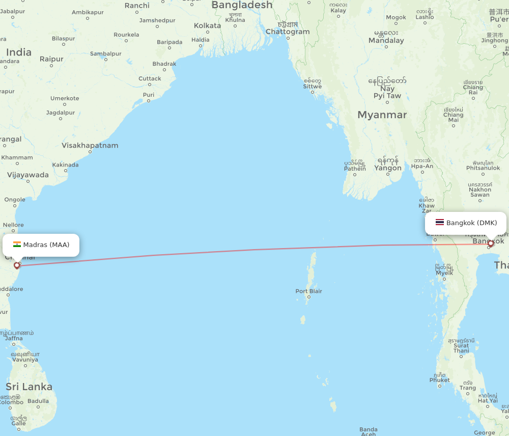 All flight routes from Chennai to Bangkok, MAA to DMK - Flight Routes