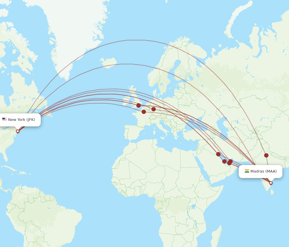 All Flight Routes From Chennai To New York, Maa To Jfk - Flight Routes