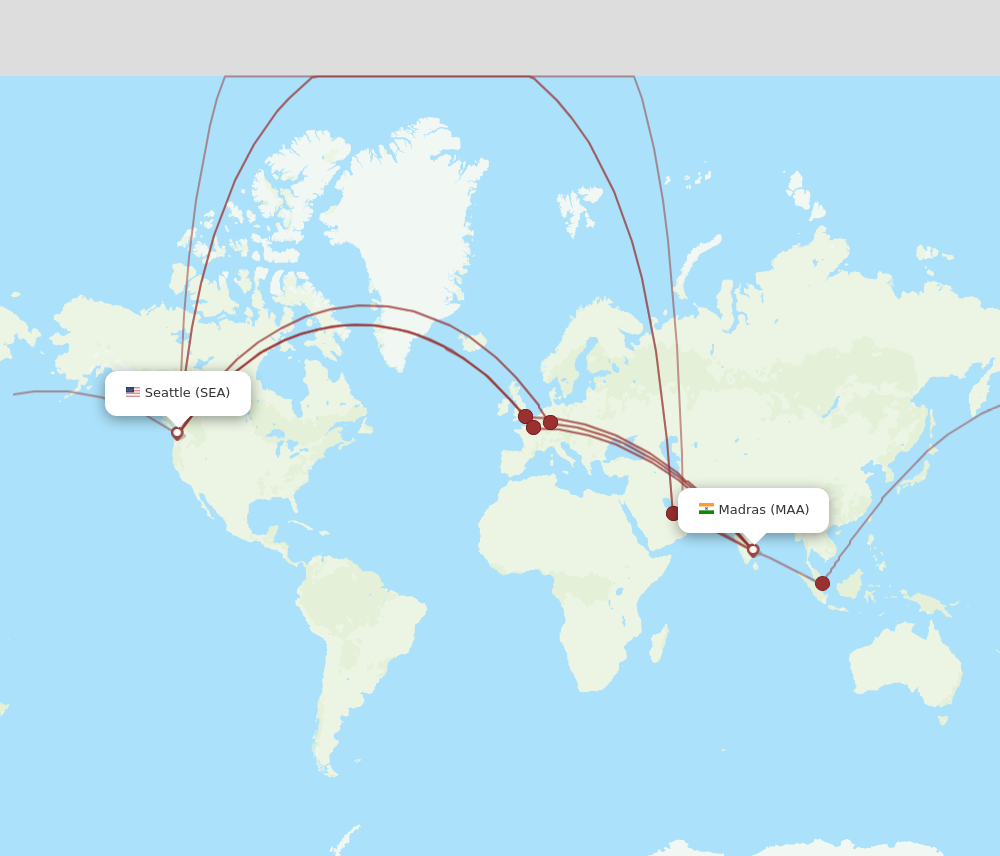 Flights from Chennai to Seattle MAA to SEA Flight Routes