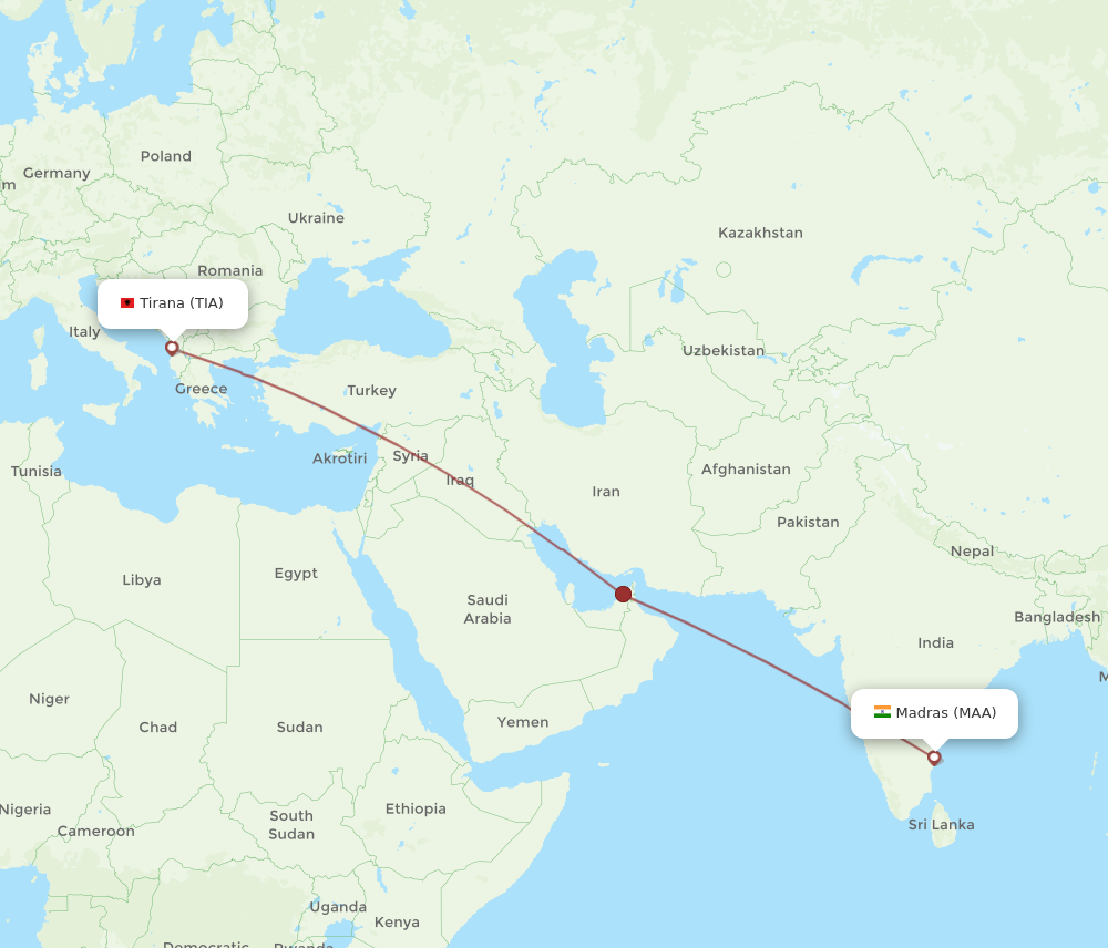 Flights from Chennai to Tirana MAA to TIA Flight Routes