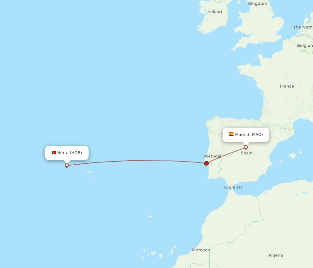 Flights from Madrid to Horta Azores MAD to HOR Flight Routes