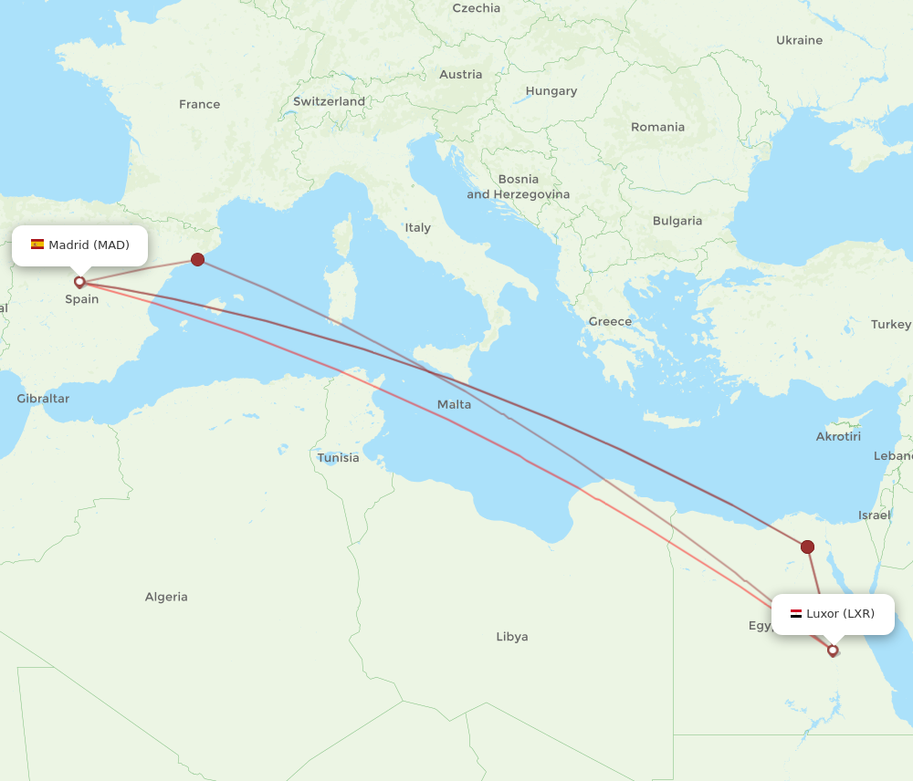 Flights From Madrid To Luxor Mad To Lxr Flight Routes 2902