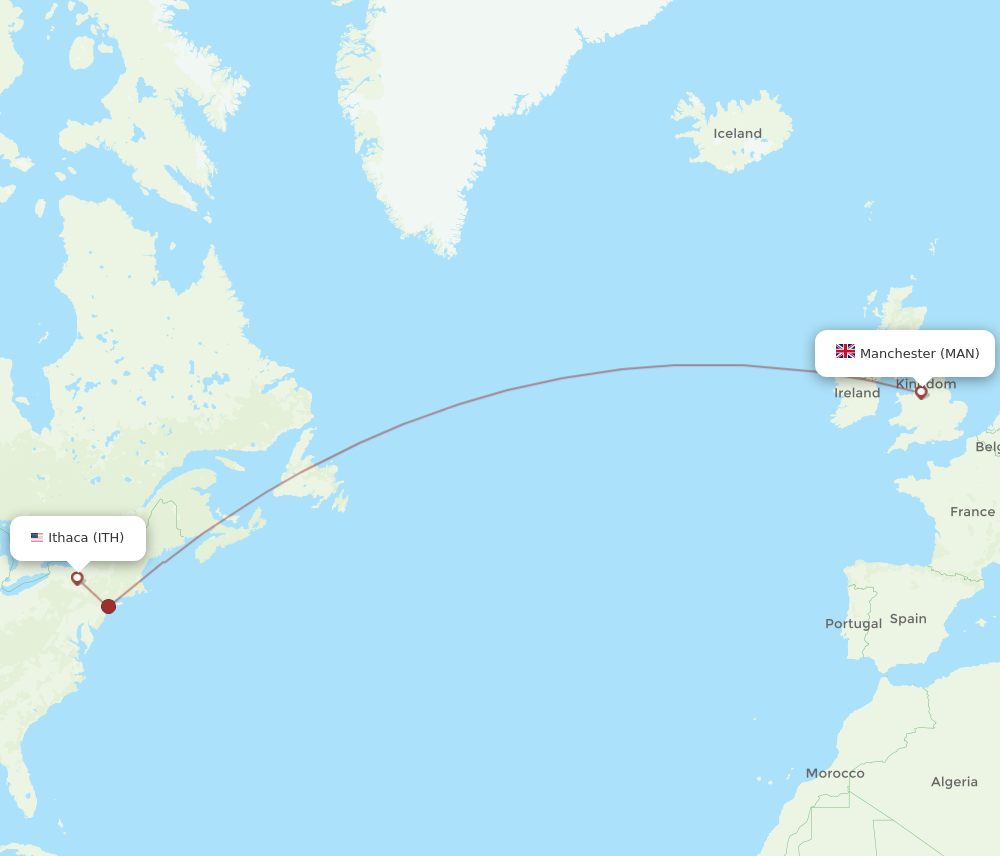 Flights from Manchester to Ithaca MAN to ITH Flight Routes