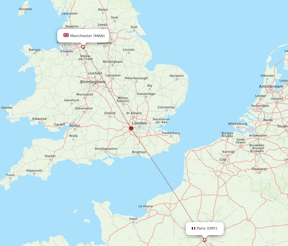 Flights from Manchester to Paris MAN to ORY Flight Routes