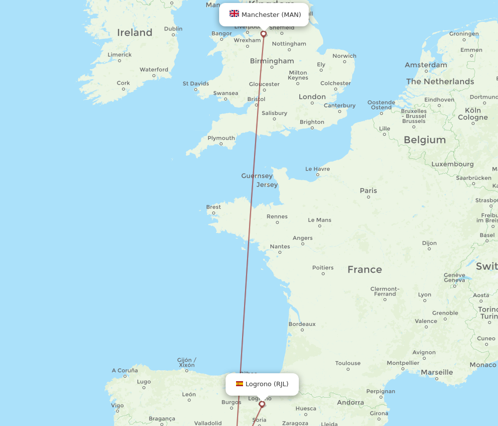 Flights from Manchester to Logrono MAN to RJL Flight Routes