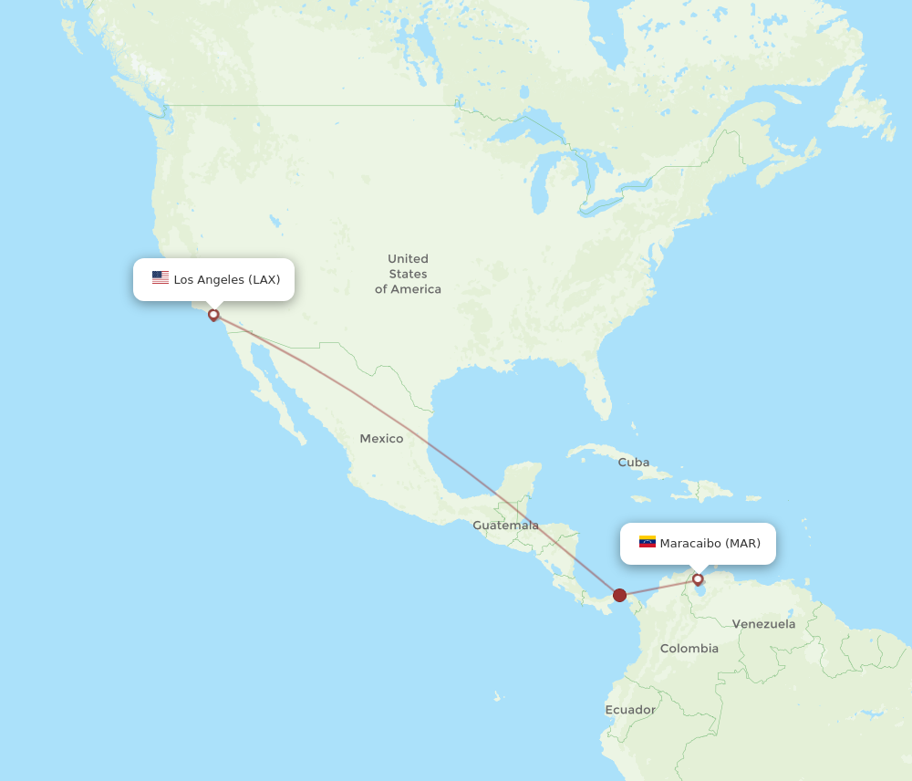 Flights from Maracaibo to Los Angeles MAR to LAX Flight Routes