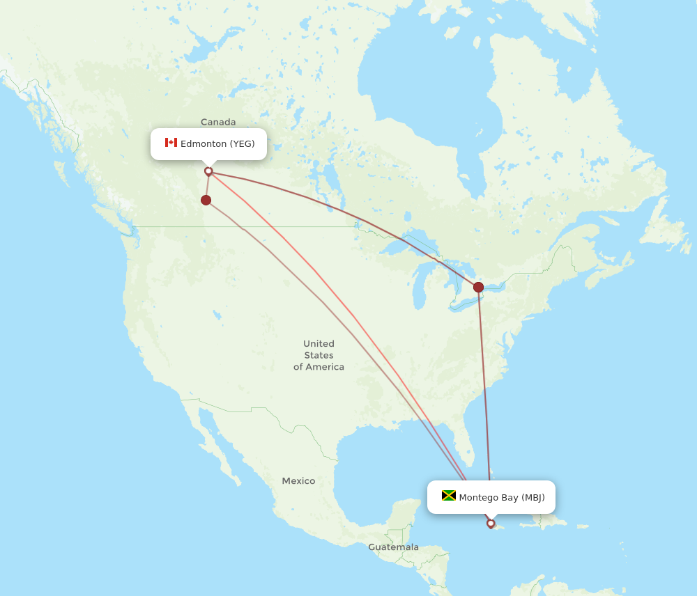 Flights from Montego Bay to Edmonton MBJ to YEG Flight Routes