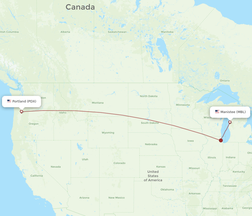 All Flight Routes From Manistee To Portland, MBL To PDX - Flight Routes