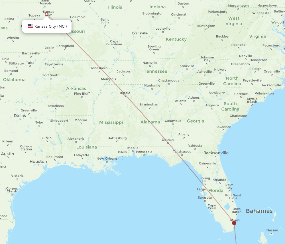 Flights from Kansas City to Santa Clara MCI to SNU Flight Routes