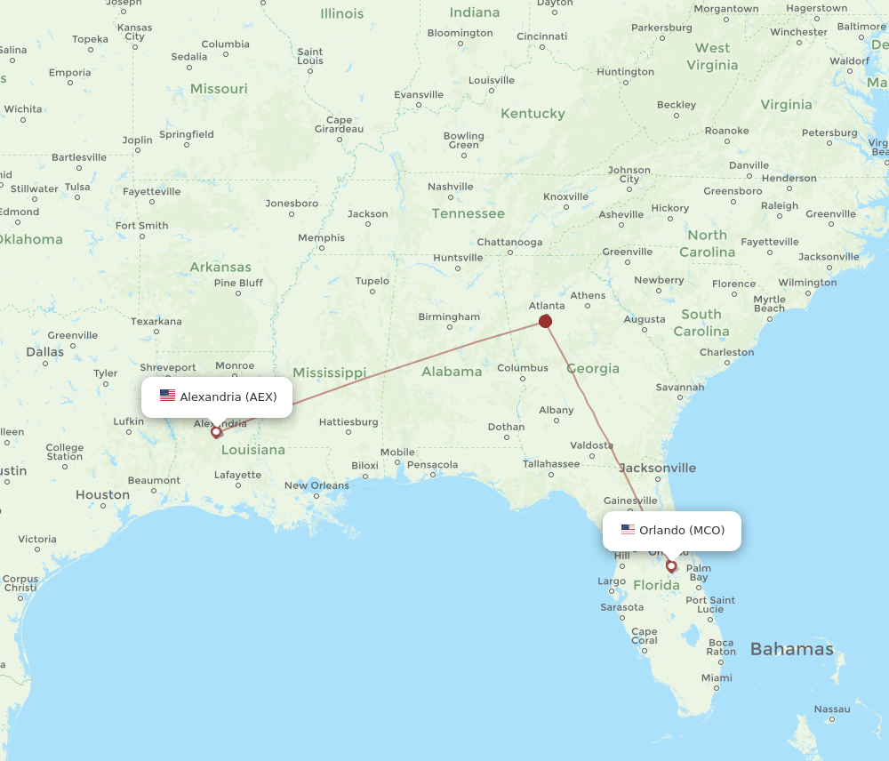 Flights from Orlando to Alexandria MCO to AEX Flight Routes