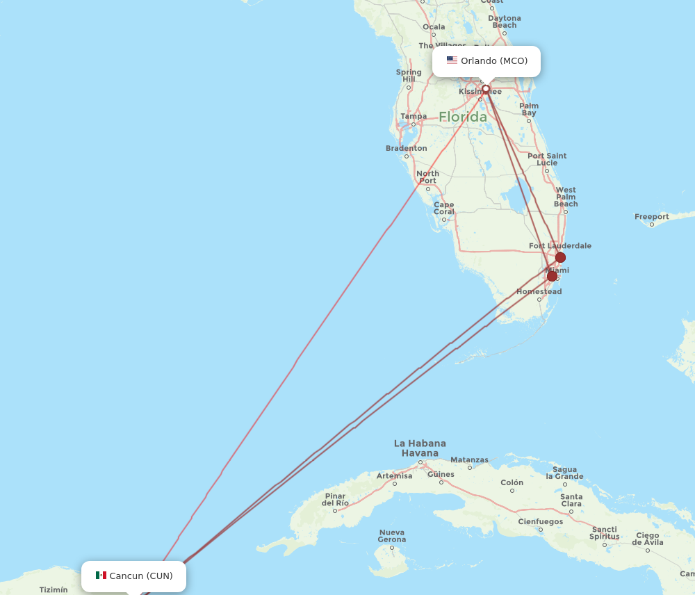 Flights from Orlando to Cancun MCO to CUN Flight Routes