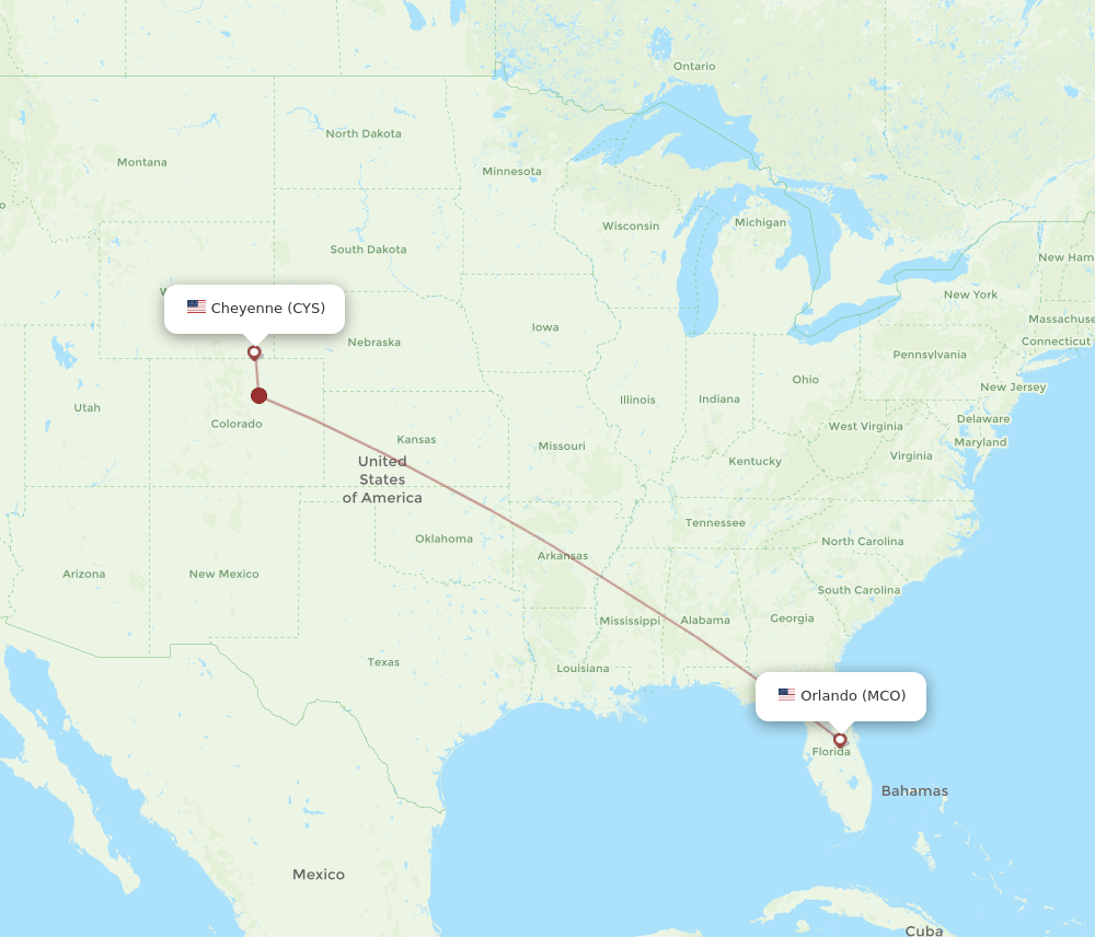 Flights from Orlando to Cheyenne MCO to CYS Flight Routes