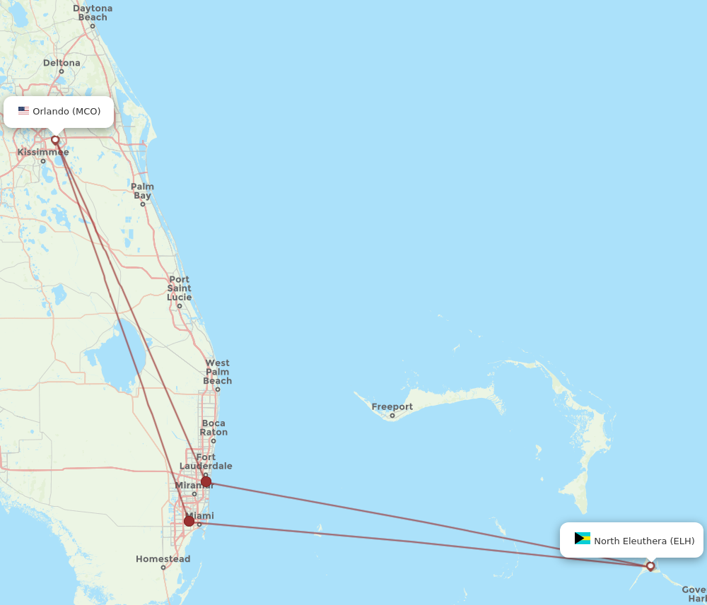 Flights from Orlando to North Eleuthera MCO to ELH Flight Routes