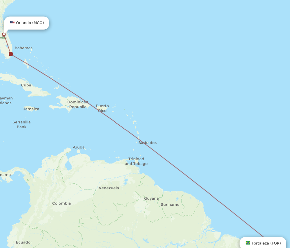 Flights from Orlando to Fortaleza MCO to FOR Flight Routes