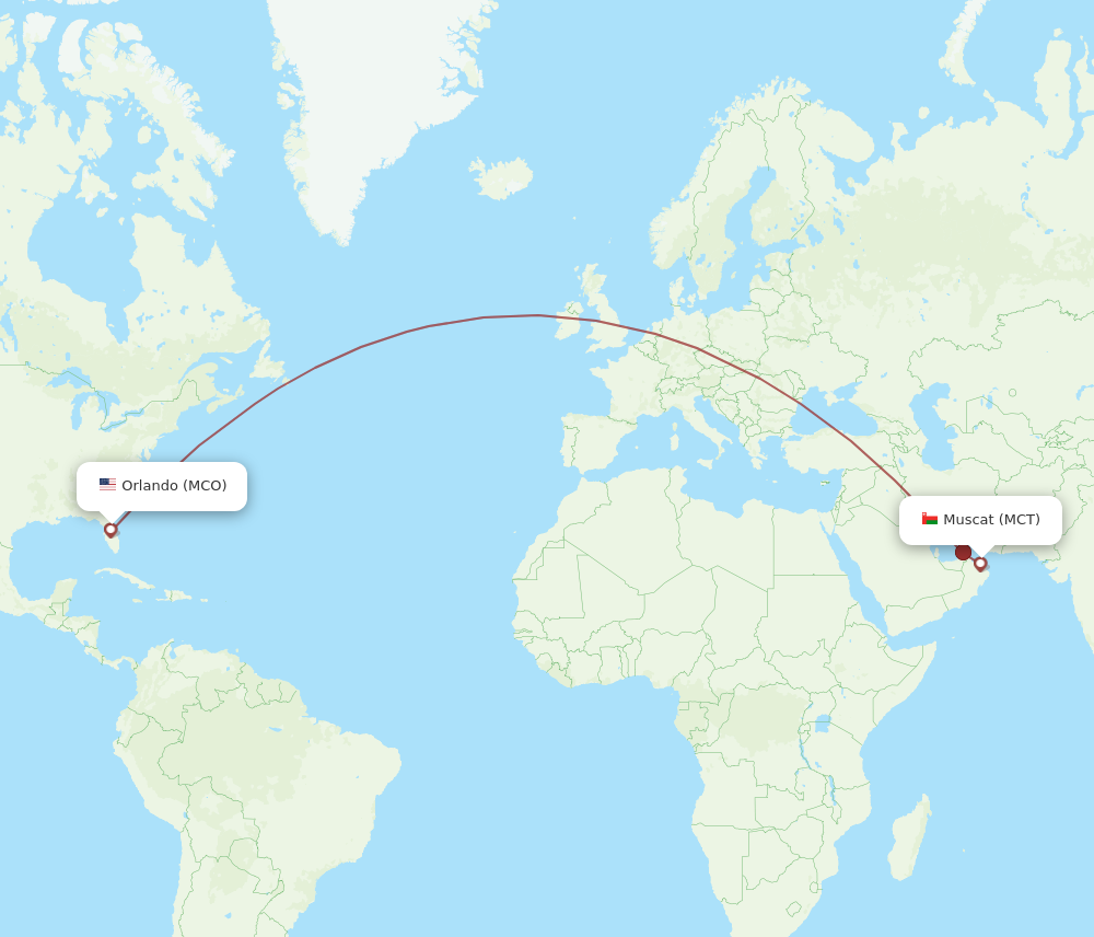 Flights from Orlando to Muscat MCO to MCT Flight Routes