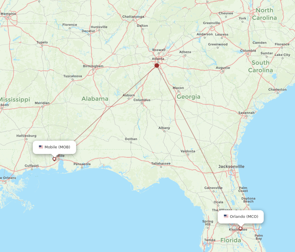 Flights from Orlando to Mobile MCO to MOB Flight Routes