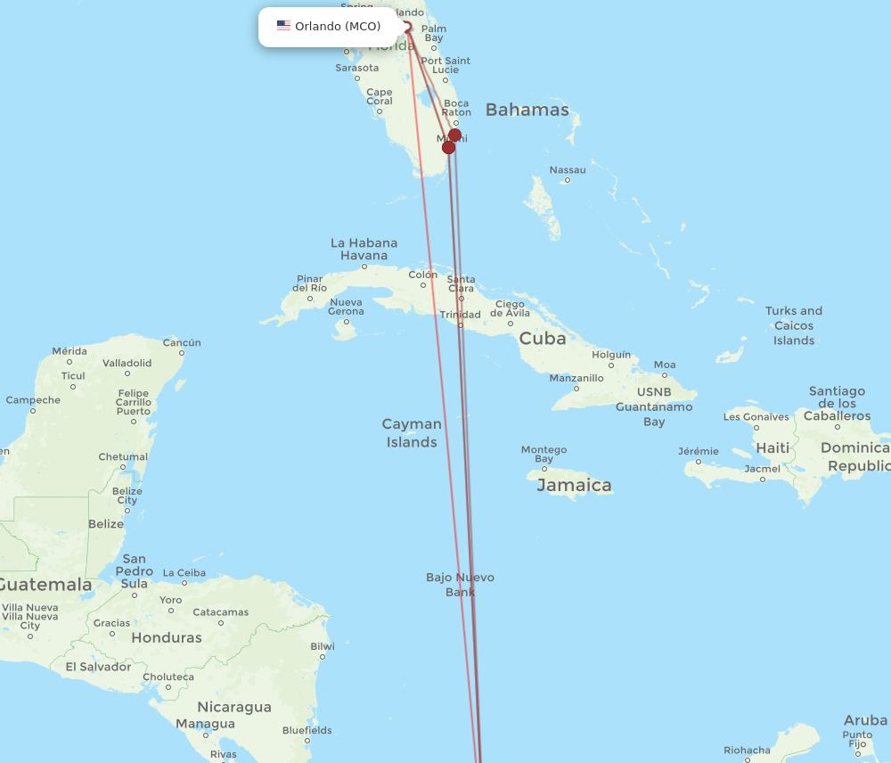 Flights from Orlando to Panama City MCO to PTY Flight Routes