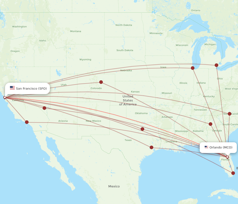 Flights from Orlando to San Francisco MCO to SFO Flight Routes