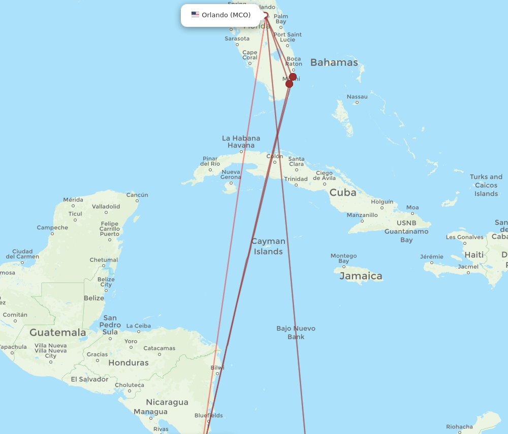 Flights from Orlando to San Jose MCO to SJO Flight Routes