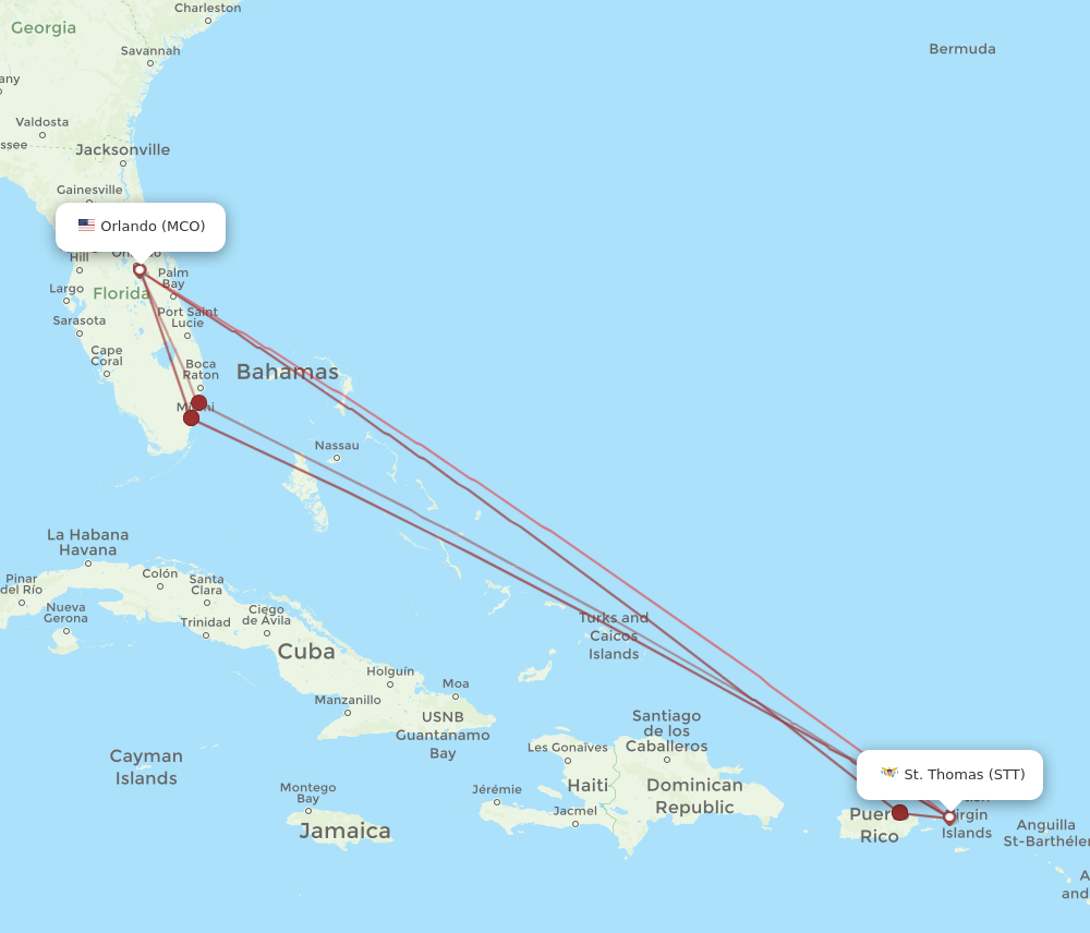 Flights from Orlando to Saint Thomas MCO to STT Flight Routes