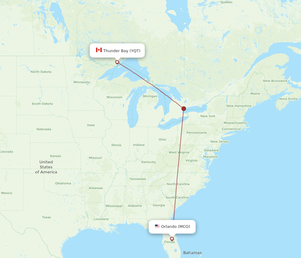 Flights from Orlando to Thunder Bay MCO to YQT Flight Routes