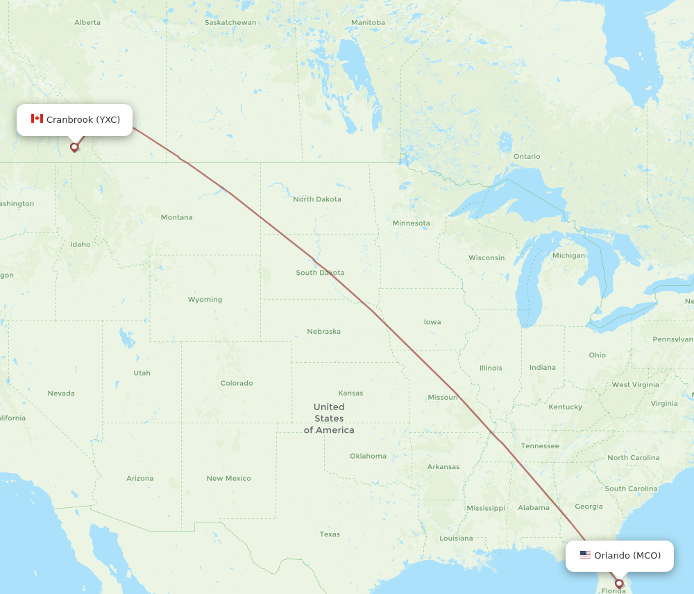 Flights from Orlando to Cranbrook MCO to YXC Flight Routes