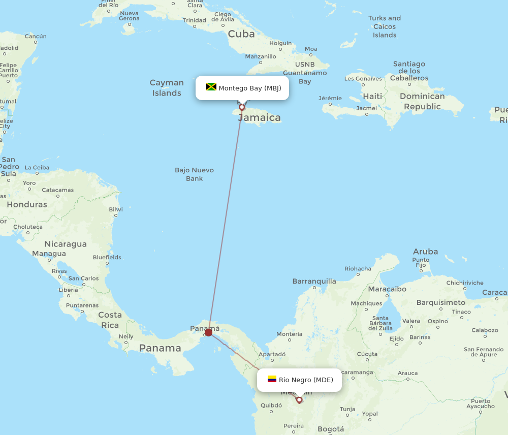 Flights from Medellin to Montego Bay MDE to MBJ Flight Routes