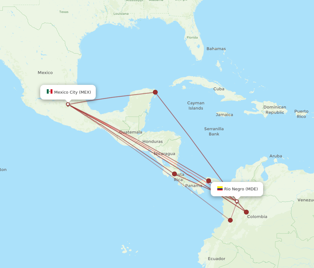 Flights from Medellin to Mexico City MDE to MEX Flight Routes