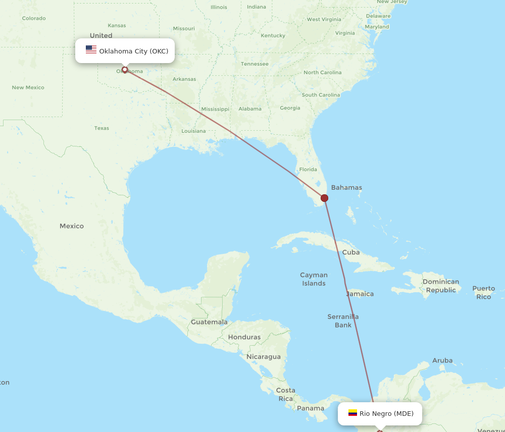 Flights from Medellin to Oklahoma City MDE to OKC Flight Routes