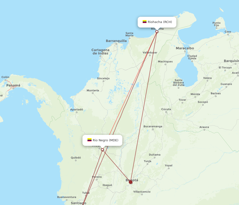 Flights from Medellin to Riohacha MDE to RCH Flight Routes