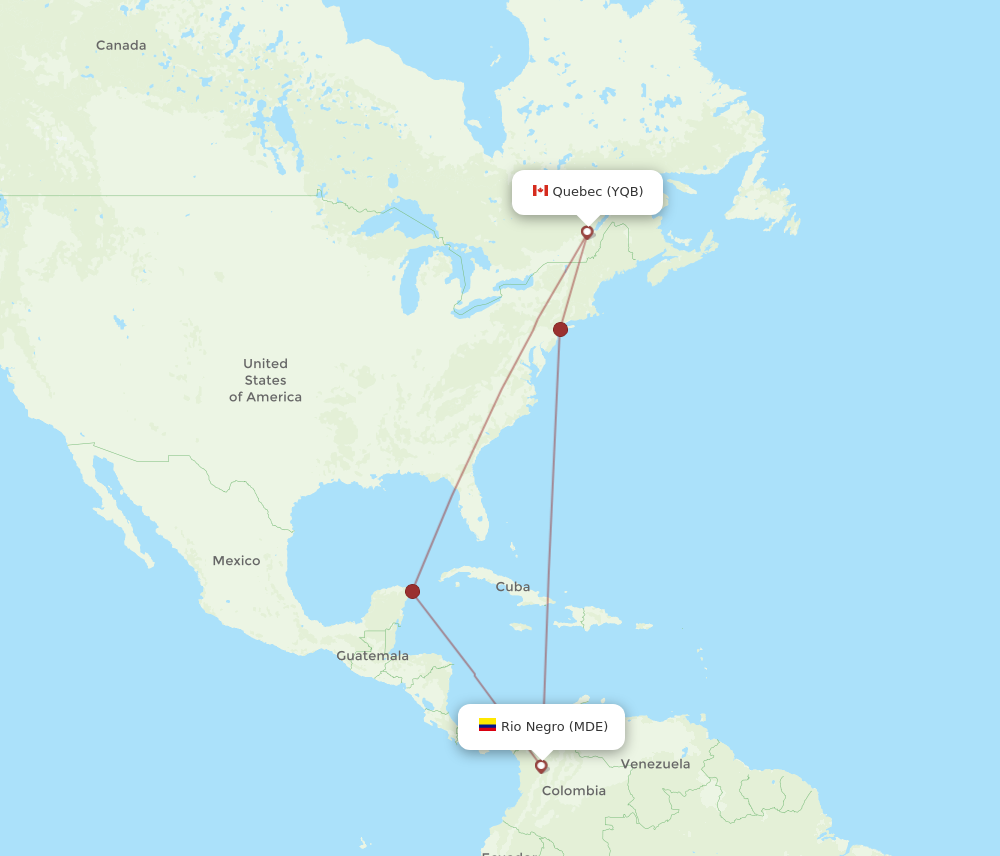 Flights from Medellin to Quebec MDE to YQB Flight Routes