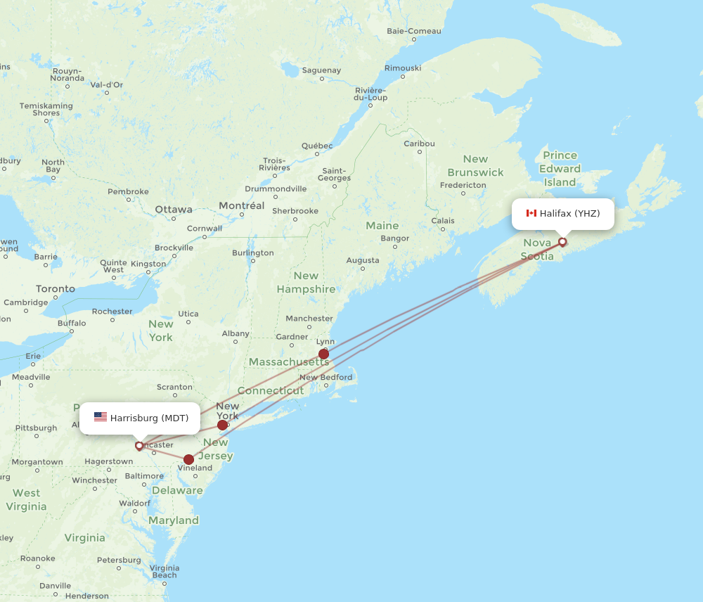 Flights From Middletown To Halifax MDT To YHZ Flight Routes   MDT YHZ 