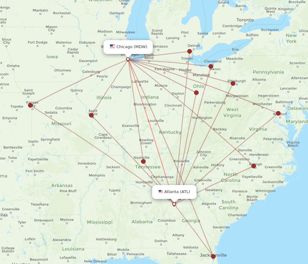 Flights from Chicago to Atlanta MDW to ATL Flight Routes