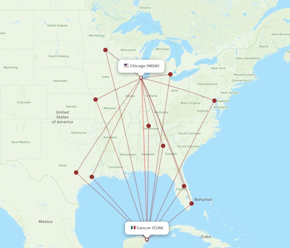 Flights from Chicago to Cancun MDW to CUN Flight Routes