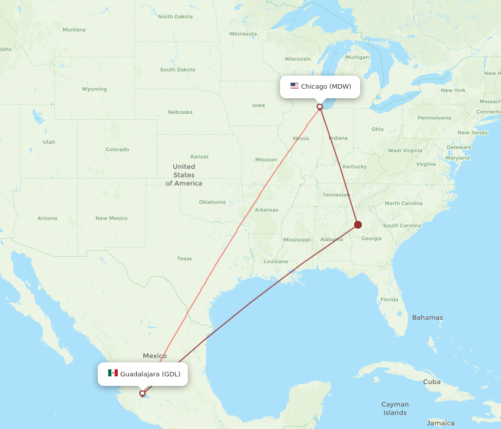 Flights from Chicago to Guadalajara MDW to GDL Flight Routes