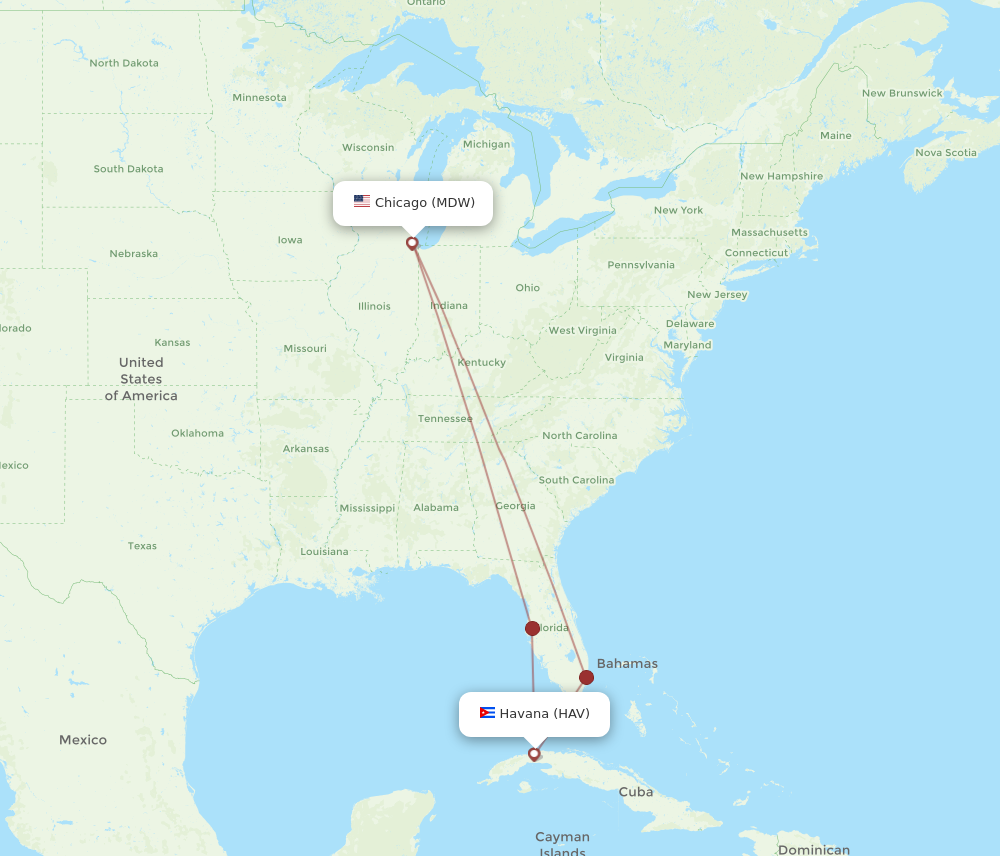 Flights from Chicago to Havana MDW to HAV Flight Routes