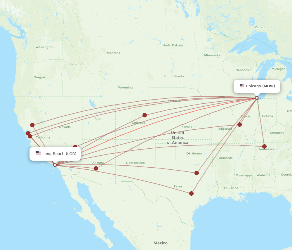 Flights from Chicago to Long Beach MDW to LGB Flight Routes