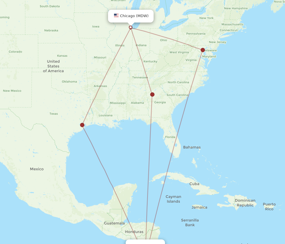 Flights from Chicago to Guanacaste MDW to LIR Flight Routes