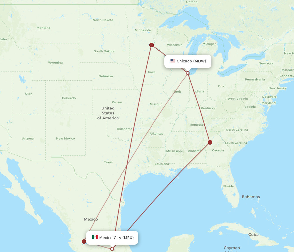 Flights from Chicago to Mexico City MDW to MEX Flight Routes