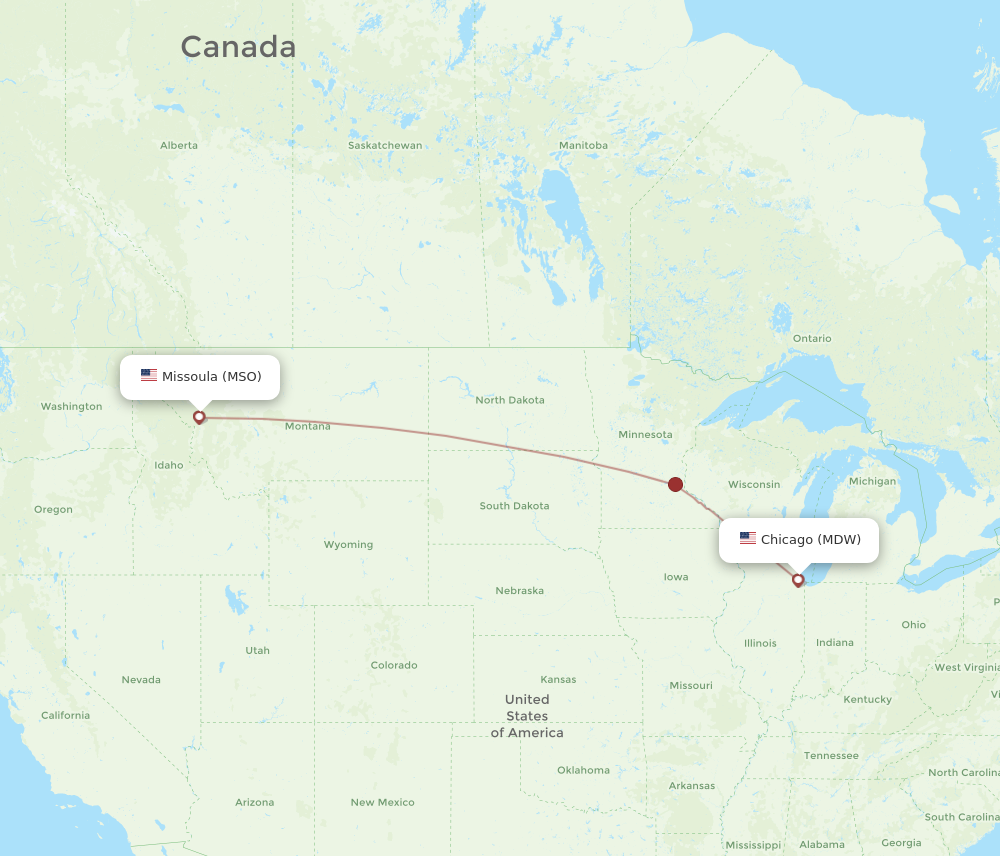 All flight routes from Chicago to Missoula, MDW to MSO - Flight Routes