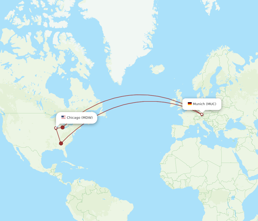 Flights from Chicago to Munich MDW to MUC Flight Routes