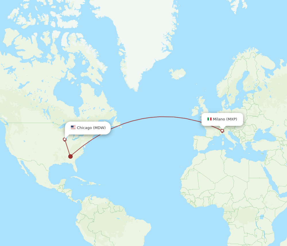 Flights from Chicago to Milan MDW to MXP Flight Routes