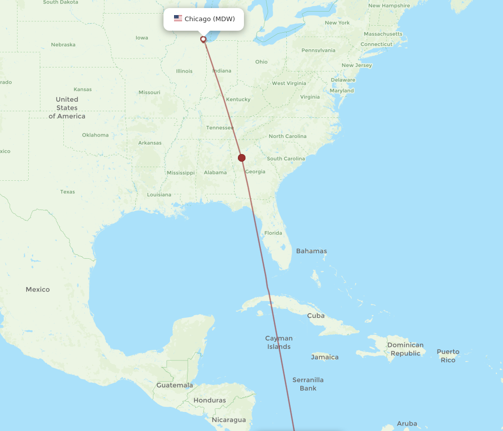 Flights from Chicago to Panama City MDW to PTY Flight Routes