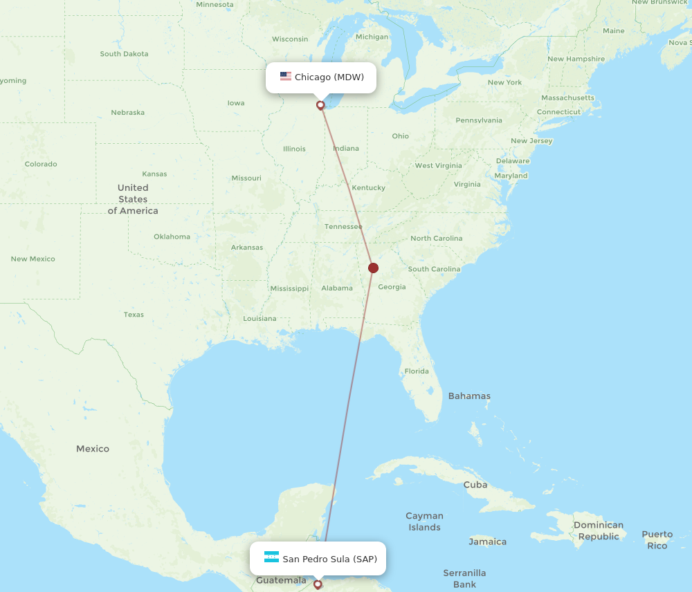 Flights from Chicago to San Pedro Sula MDW to SAP Flight Routes