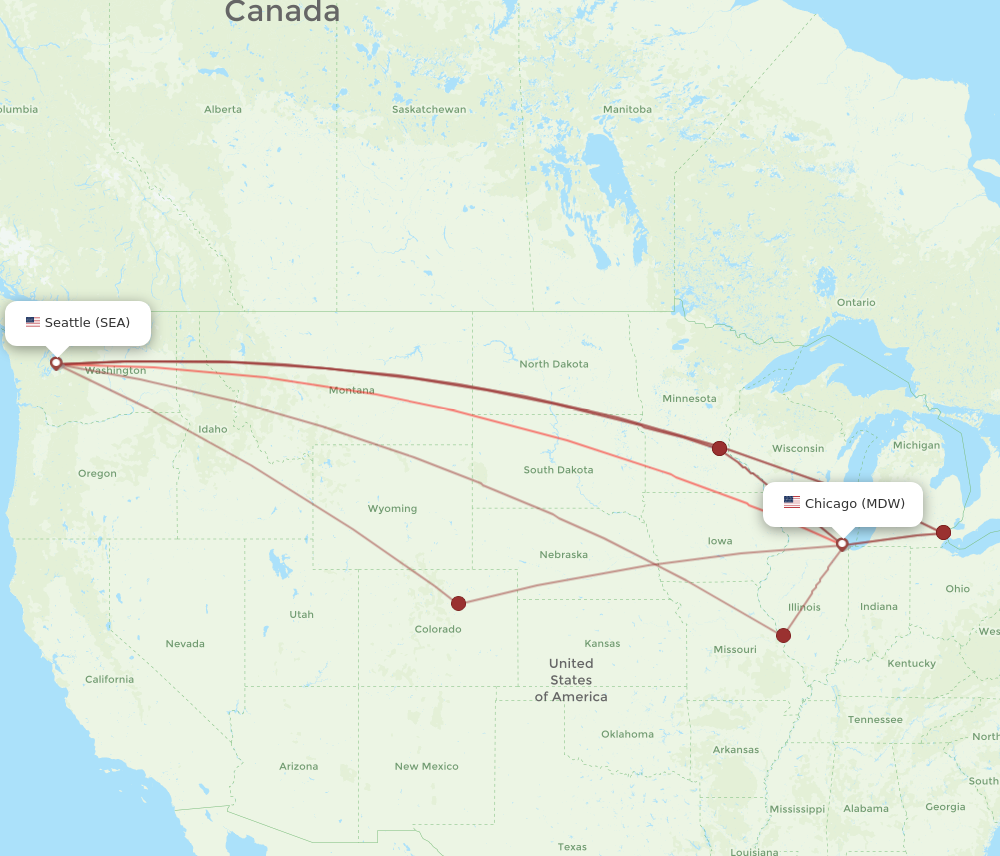 Flights from Chicago to Seattle MDW to SEA Flight Routes