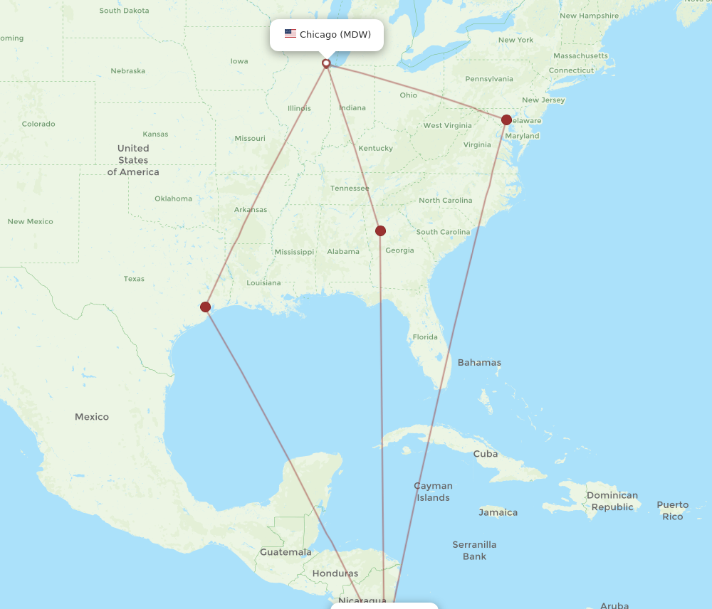 Flights from Chicago to San Jose MDW to SJO Flight Routes