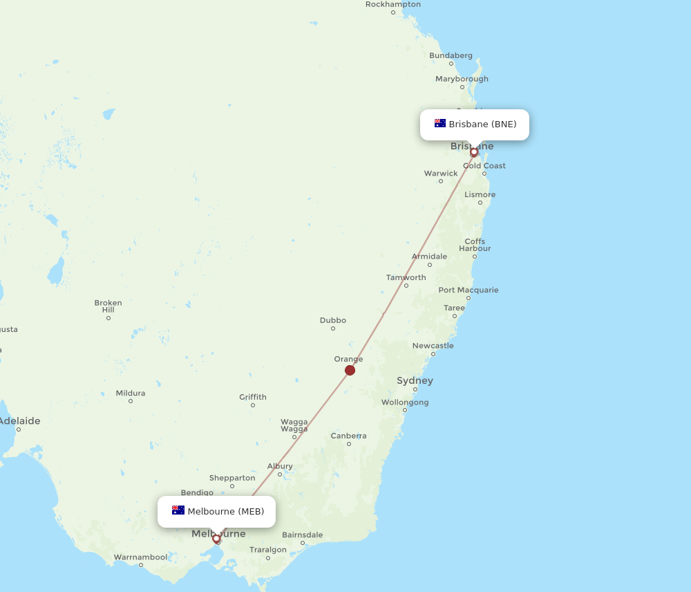 Flights from Brisbane to Melbourne BNE to MEB Flight Routes