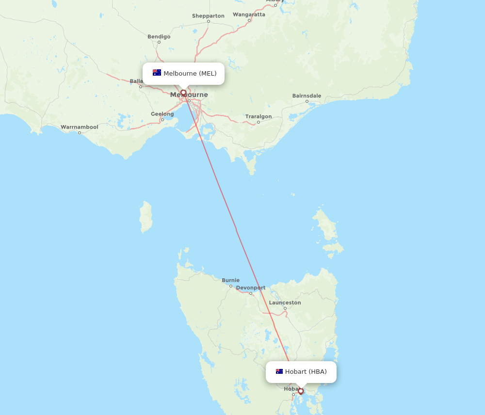 Flights from Melbourne to Hobart MEL to HBA Flight Routes